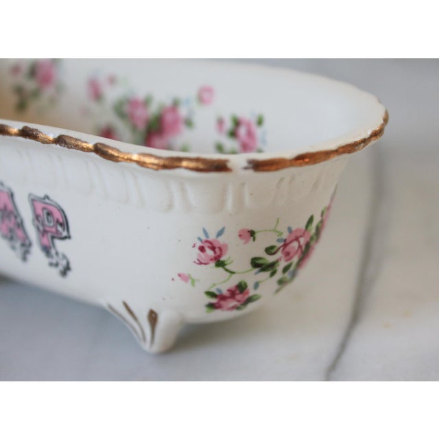 Vintage Floral Ceramic Bathtub Soap Dish For Sale - Image 9 of 12