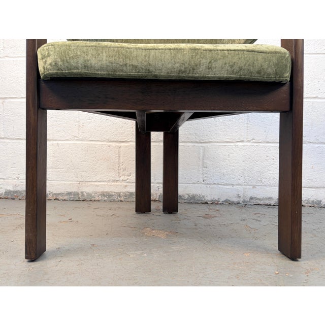 Mid-Century Modern Walnut Chair With Plush Green Upholstery For Sale - Image 9 of 13