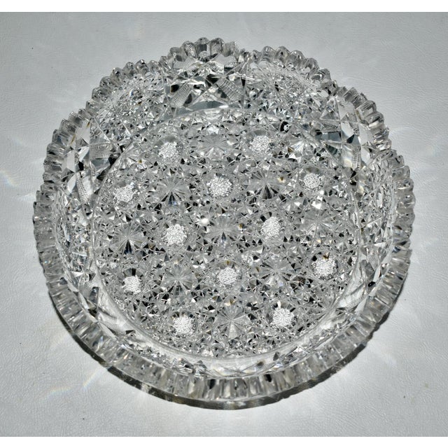 1920s Antique American Brilliant Cut Crystal Shallow Bowl For Sale - Image 5 of 11