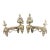 19th Century Antique Brass Chenet Urns Andirons-Flame Tops-Faces-Drapes- Set of 2 For Sale
