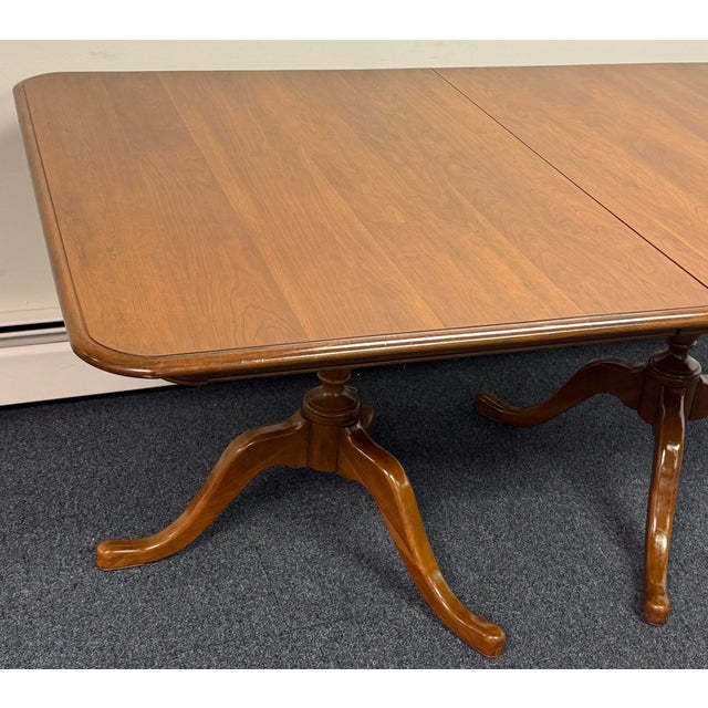 Traditional Pennsylvania House Solid Cherry Double Pedestal Dining Table For Sale - Image 3 of 12