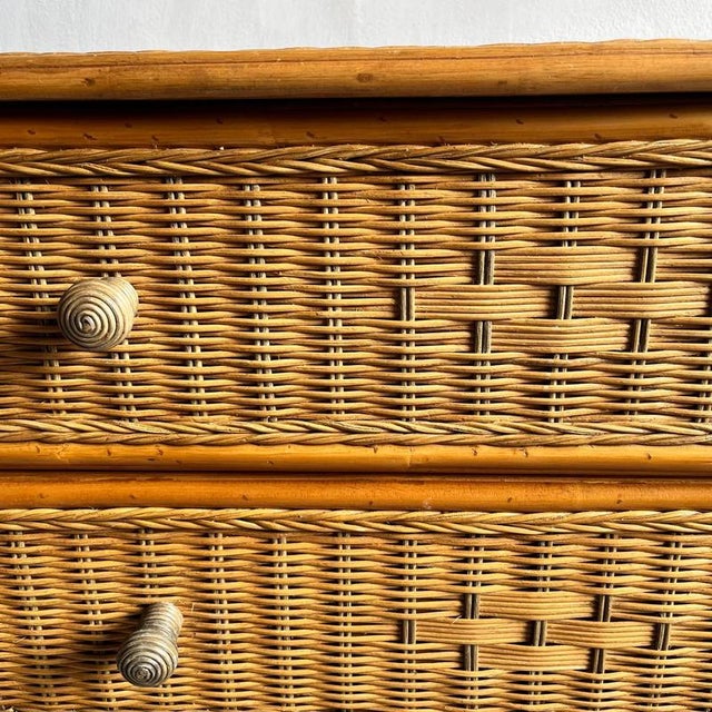 Vintage Bamboo and Wicker Chest of Drawers For Sale - Image 6 of 18