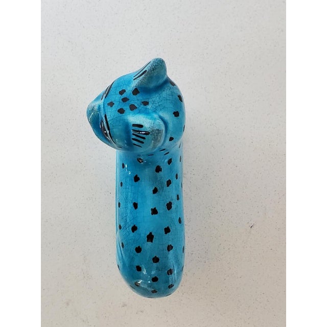 Mid-Century Modern Petite Turquiose Cat Figurine, Vintage For Sale - Image 3 of 8