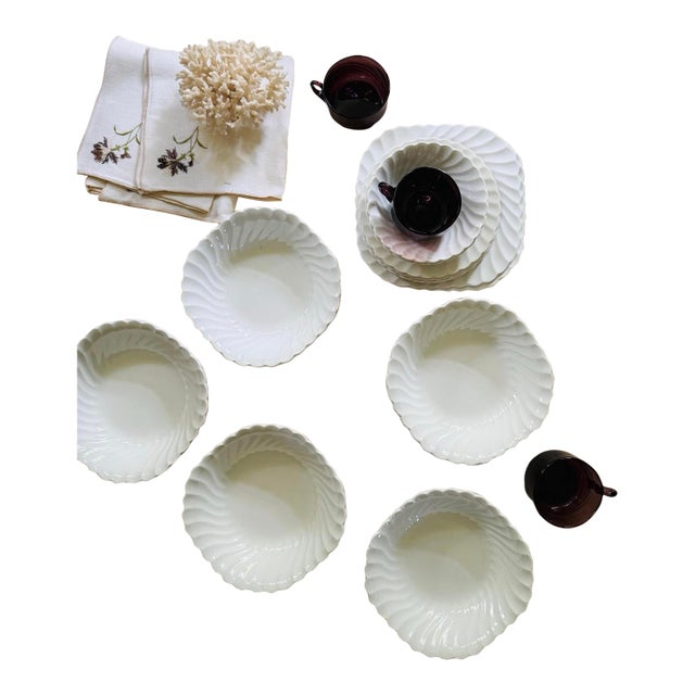 Early 20th Century Johnson Brothers in Snow White Pattern 6.25” Bowls | English Ironstone | Cottage Core | Farmhouse Decor - Set of Five (5) For Sale