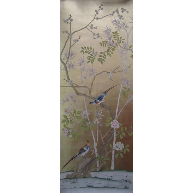 Not Yet Made - Made To Order Chinoiserie Hand Painted Wallpapers on Champagne Metallic Panel - 10 Panels For Sale - Image 5 of 5
