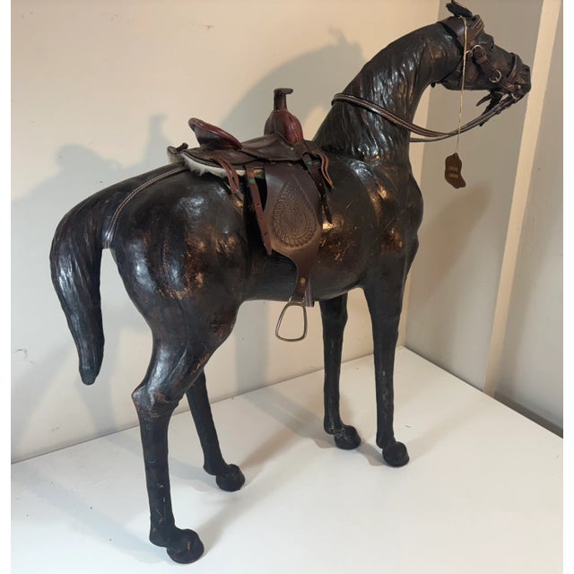Mid 20th Century Monumental Leather Horse Sculpture With Western Saddle — Ranch Modern Equestrian Decor For Sale - Image 5 of 12