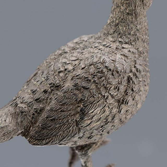 Vintage English Silver Pheasant Salt and Pepper Shakers from Asprey, 1970, Set of 2 For Sale - Image 10 of 18