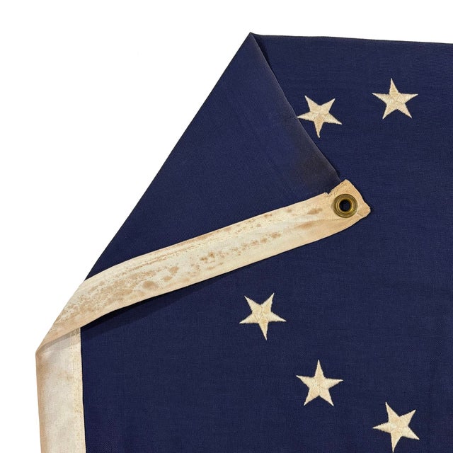 Late 20th Century Vintage Cotton Betsy Ross American Flag With Embroidered Stars For Sale - Image 5 of 7