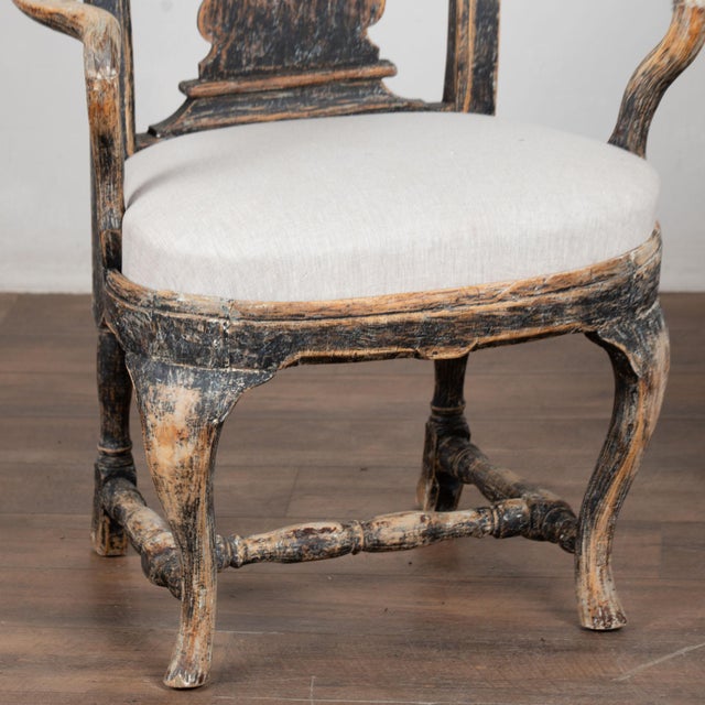 Pair, 19th Century Swedish Black Rococo Armchairs For Sale - Image 14 of 17