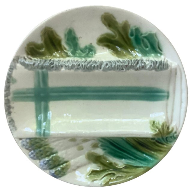 French Majolica Asparagus Plate Salins, circa 1890 For Sale - Image 10 of 10