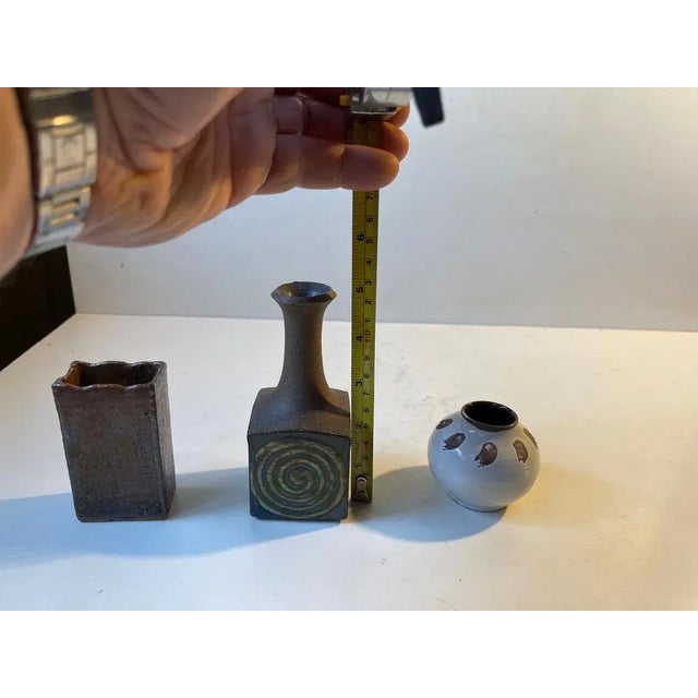 Scandinavian Modern Glazed Ceramic Studio Vases, 1960s, Set of 3 For Sale - Image 10 of 13