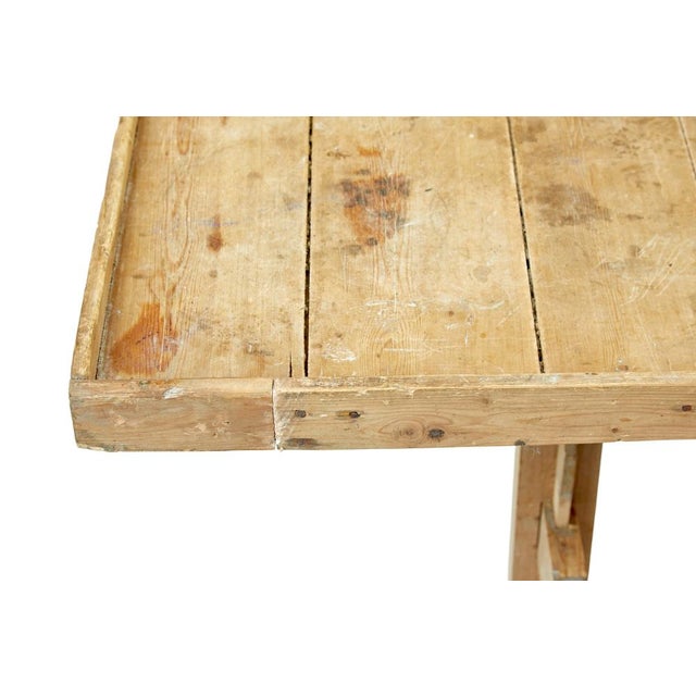19th Century Swedish Pine Trestle Bakers Table, 1850s For Sale - Image 9 of 10