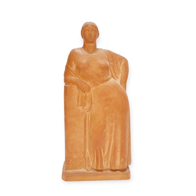 Standing Female Terracotta Figure Leaning on a Pillar by Pál Pátzay, 1970s For Sale - Image 11 of 11