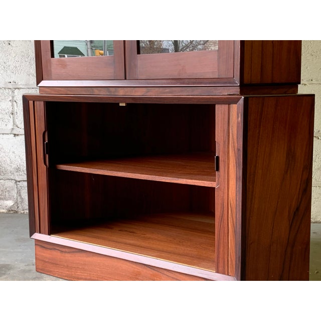 Danish Mid Century Modern Rosewood Corner Bookcase China Cabinet