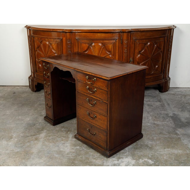 Wood 19th Century English Georgian Period Mahogany Desk with Ten Graduating Drawers and Shelf For Sale - Image 7 of 12