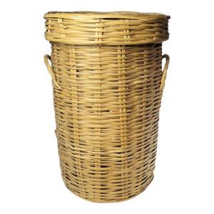 Vintage Wicker Laundry Hamper With Lid Natural Woven Rattan Tall Storage Basket