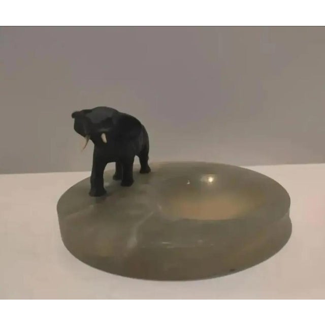 Vienna Austrian Bronze Elephant on Green Onyx Marble Tray, Circa 1920s For Sale In Atlanta - Image 6 of 9