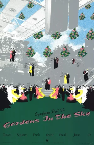 1982 Johnson Plus Johnson 'Symphony Ball 82: Gardens in the Sky' Advertising Green Usa Serigraph