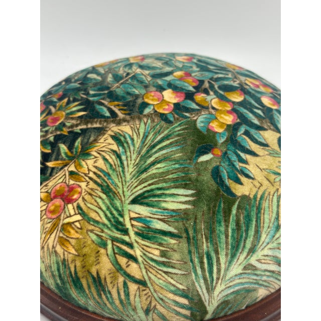 This charming antique footstool has been recovered in a beautiful velvet by Schumacher. It had a tiny tag underneath which...