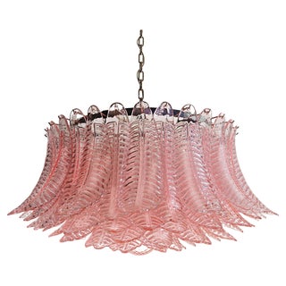 Italian Pink Glass Ceiling Light Chandelier, Murano, 1990s For Sale
