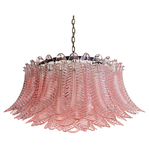 Italian Pink Glass Ceiling Light Chandelier, Murano, 1990s