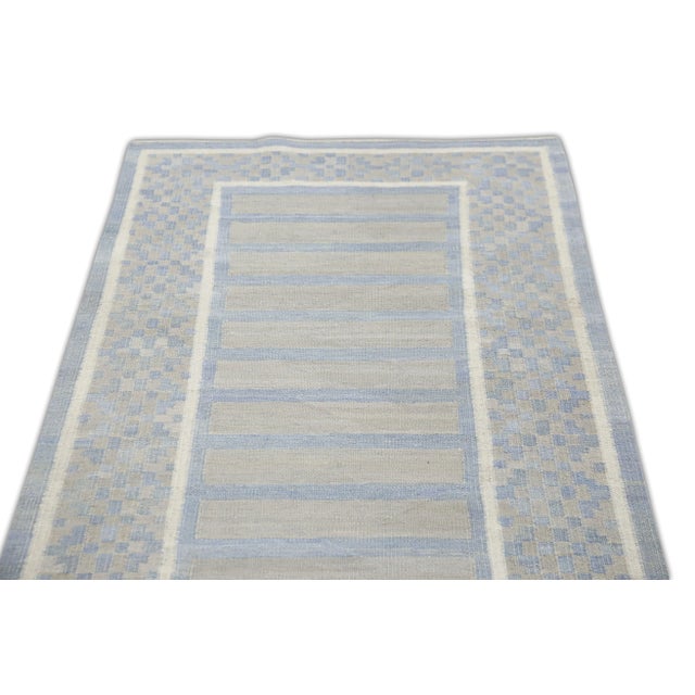 Early 21st Century Handmade Modern Kilim Runner 3' X 12'4" For Sale - Image 5 of 7