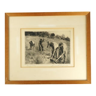 Original Pen and Ink Drawing of Hungarian Farmers For Sale