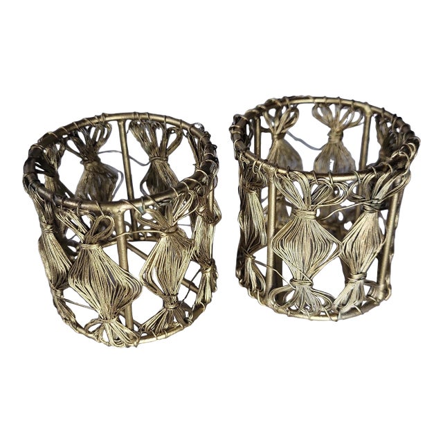 Brass Brutalist Wire Candle Holders For Sale