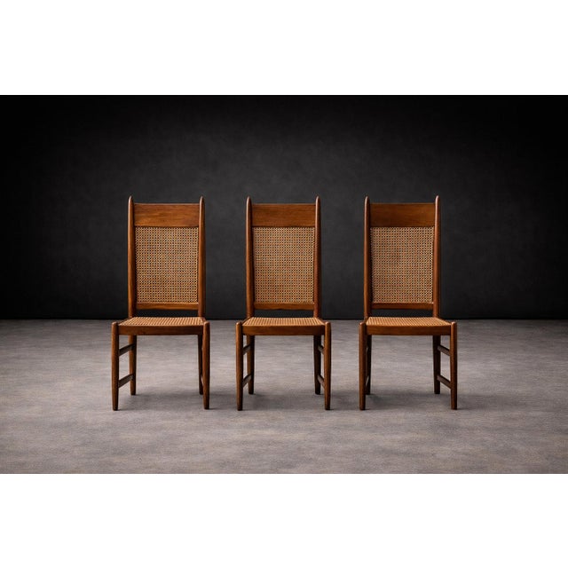 Brown Set of 12 Brazilian Modern Dining Chairs in Rosewood & Caning by Fatima, 1960s Lot 606A For Sale - Image 8 of 16