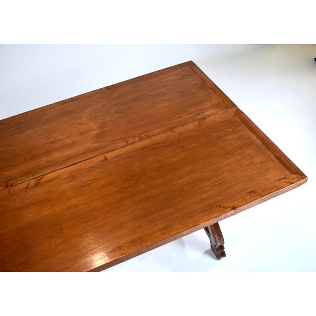 20th Century Spanish Fold Out Dining and Console Table With Iron Stretcher and Two Drawers For Sale - Image 14 of 17