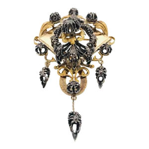 Late 19th Century Victorian 18k Gold & Silver Diamond Long Brooch