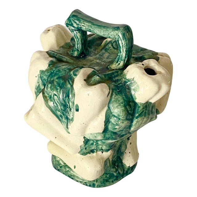 Large Brutalist Majolica Ceramic Free Form Jug, 1960s For Sale