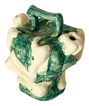 Large Brutalist Majolica Ceramic Free Form Jug, 1960s