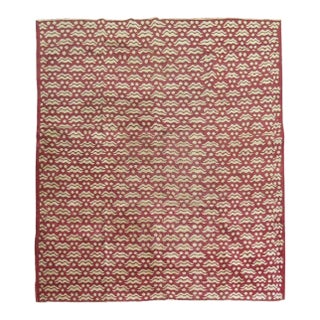 Vintage Zabihi Collection Crimson Turkish Square Rug - 7'1" x 7'8" For Sale