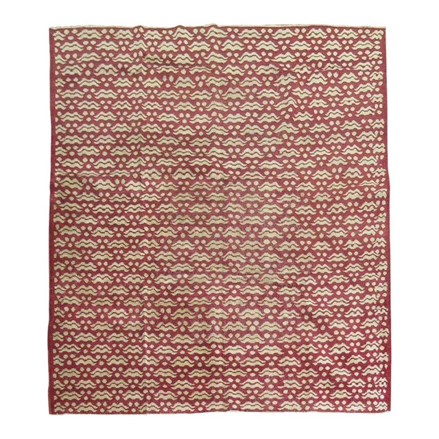 Vintage Zabihi Collection Crimson Turkish Square Rug - 7'1" x 7'8" For Sale