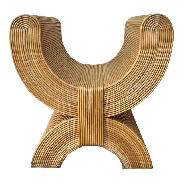 Coastal Style Pencil Reed Side Table in the Gabriella Crespi Manner. Circa 1980s For Sale