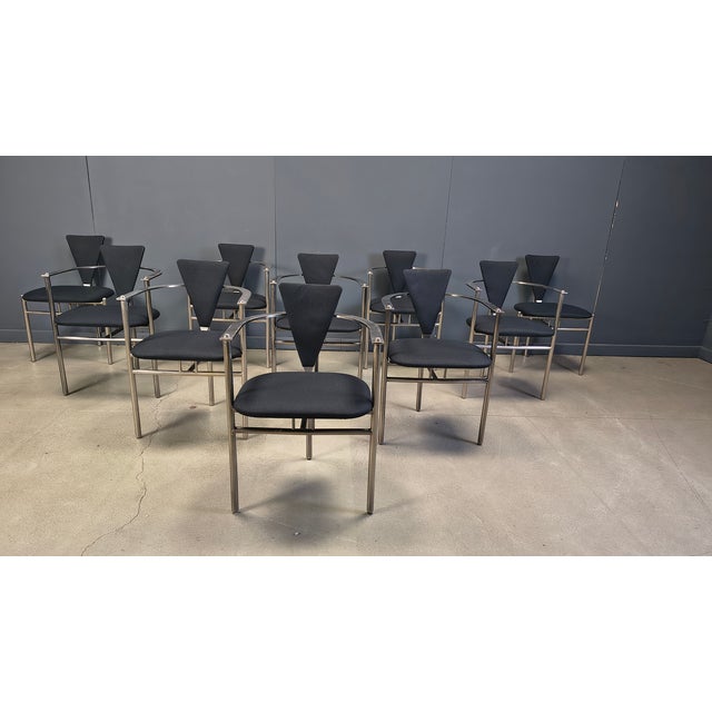 Black Postmodern Dining Chairs from Belgo Chrom, 1980s, Set of 10 For Sale - Image 8 of 10