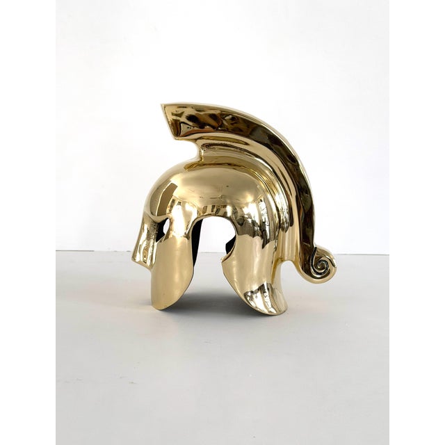 Hollywood Regency Solid Brass Trojan Warrior Helmet For Sale - Image 3 of 9