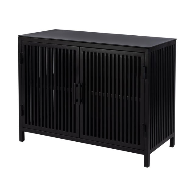 Metal Worthington 35.5 in. W Iron and Glass Accent Storage Chest with 1 Interior Shelf, Industrial Chic For Sale - Image 7 of 7