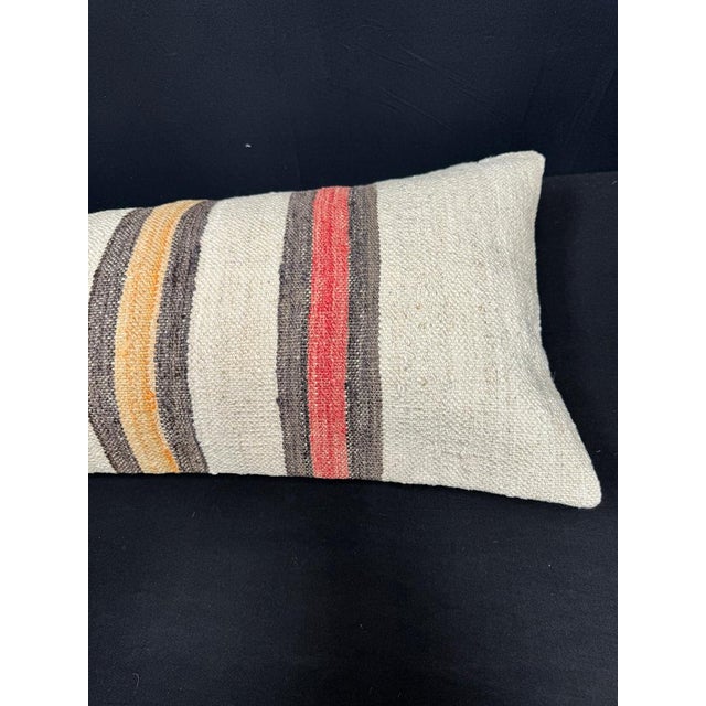Turkish Hemp Pillow Cushion Natural Beige Brown Cushion Cover 14"x45" For Sale - Image 4 of 4