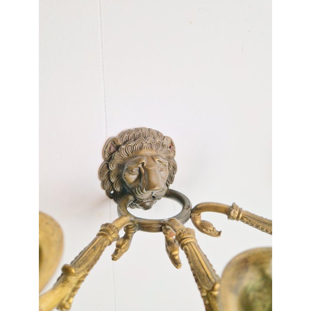 20th Century French Bronze & Brass Wall Sconces with Lion Heads, Set of 2 For Sale - Image 10 of 14