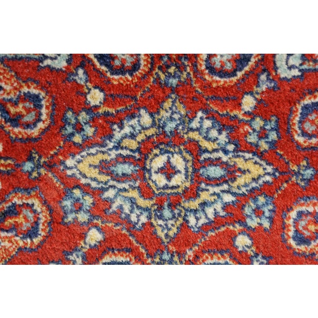 Vintage Hand-Knotted Oriental Geometric Medallion Wool Rug Ivory Crimson 3x6' For Sale - Image 11 of 12