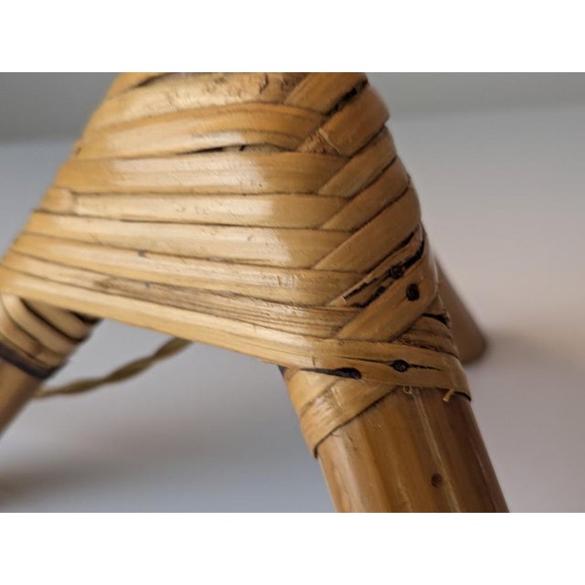 1950s Bamboo and Rattan Table Lamp with Woven Shade, 1950s For Sale - Image 5 of 16