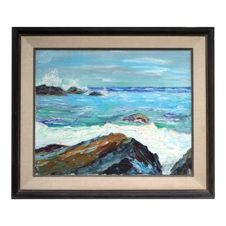 Carmel by the Sea "Near Point" 1969 Seascape T. Brown Monterey For Sale