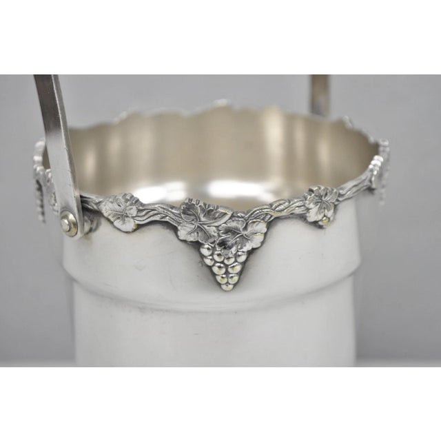 Mid 20th Century Vintage Victorian Prata 90 Silver Plated Small Bar Champagne Ice Bucket W Handle For Sale - Image 5 of 12