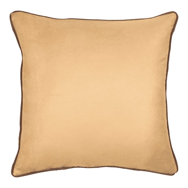 Caramel Woven Faux Suede Cushion With Feather Filler - 42x42cm (17"x17") For Sale
