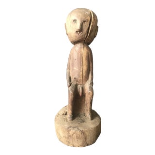 1914 Primitive Folk Art Hand Carved Wood Sculpture For Sale