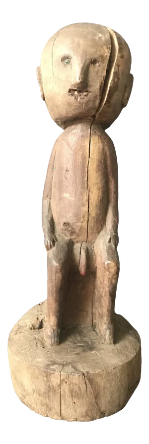 1914 Primitive Folk Art Hand Carved Wood Sculpture