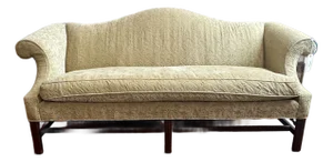Vintage Chippendale Velvet Damask Camel Back Sofa
