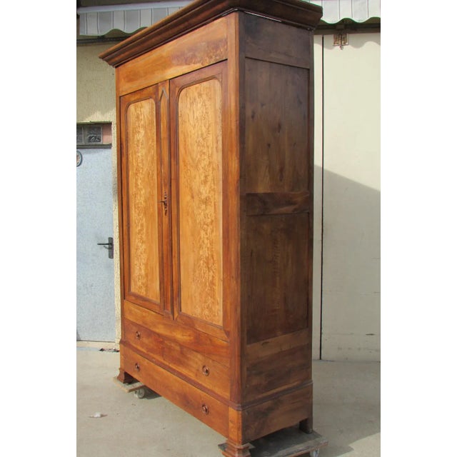 Wood Louis Philippe Style Walnut & Elm Linen Cabinet, 1890s For Sale - Image 7 of 13
